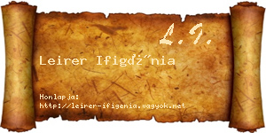Leirer Ifigénia névjegykártya